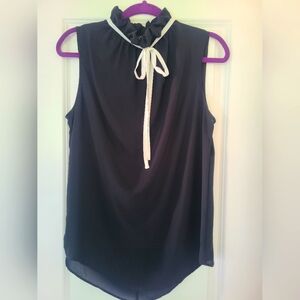 Sweat Pea by NY&C Sleeveless Blouse with Ruffled Collar and Tie